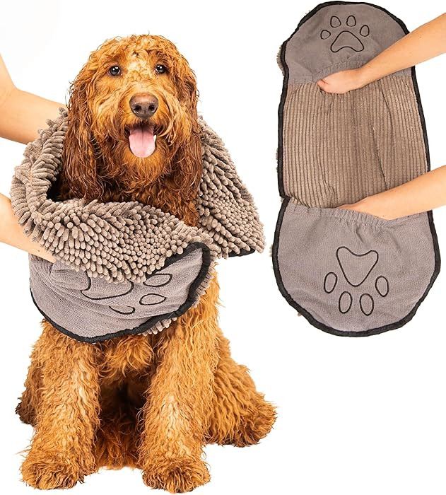 Dog Gone Smart The Dirty Dog Shammy - Fast Drying Plush Shammy Towel with Dual Hand Pockets and E... | Amazon (US)