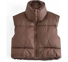 UANEO Cropped Puffer Vest Women Zip Up Stand Collar Sleeveless Padded Crop Puffy Vests | Amazon (US)