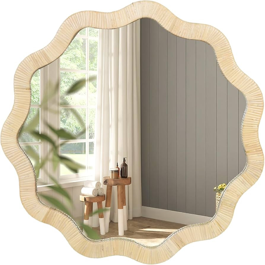 ULIKE Rattan Mirror for Wall, Bathroom 30 Inch Rustic Farmhouse Wall Decor with Handmade Wicker F... | Amazon (US)
