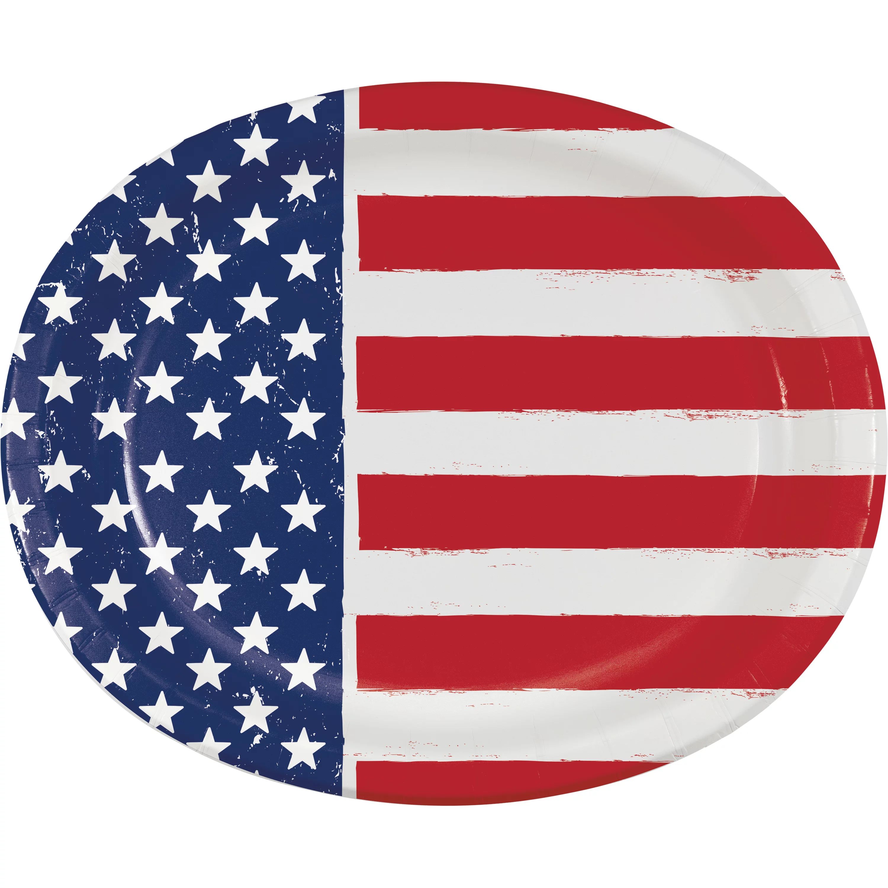 Way to Celebrate 4th of July Patriotic Distressed Flag Oval Paper Plates 8 ct - Walmart.com | Walmart (US)