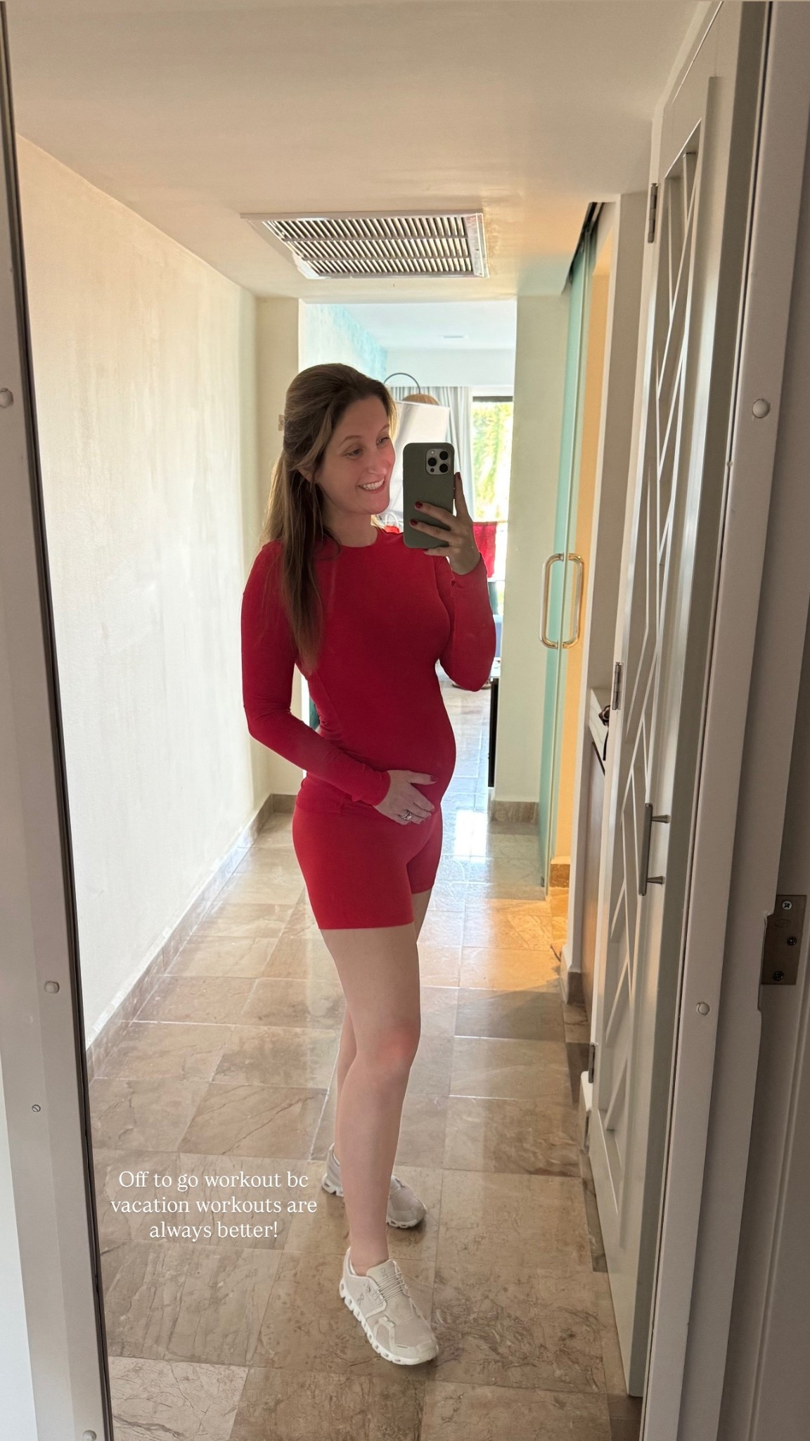 Vacation workouts are always better!! 
Shorts are maternity but the top is not! 

#LTKBump #LTKootd #LTKmomlife