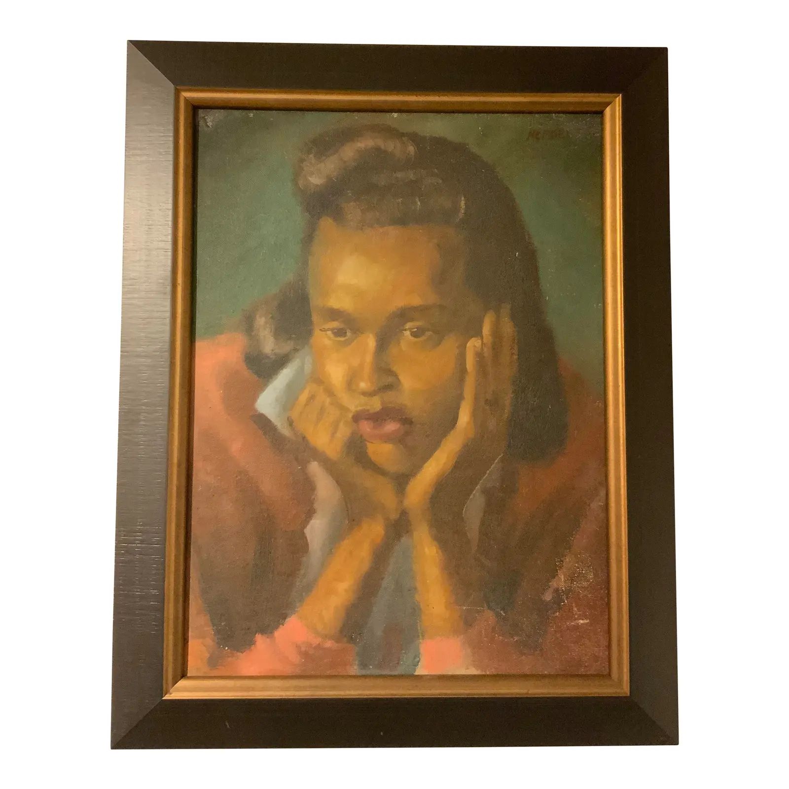 Vintage Portrait of a African American Woman Oil Painting | Chairish