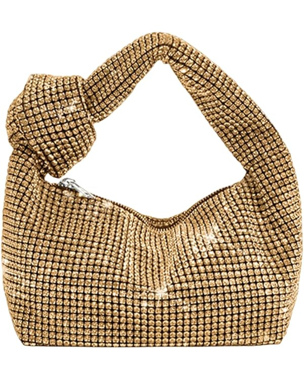 UMREN Bling Full Glitter Knotted Handbag for Women Crystal Rhinestone Hobo Dumpling Bag Diamond E... | Amazon (US)