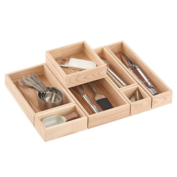Stackable Ash Wood Drawer Organizers | The Container Store