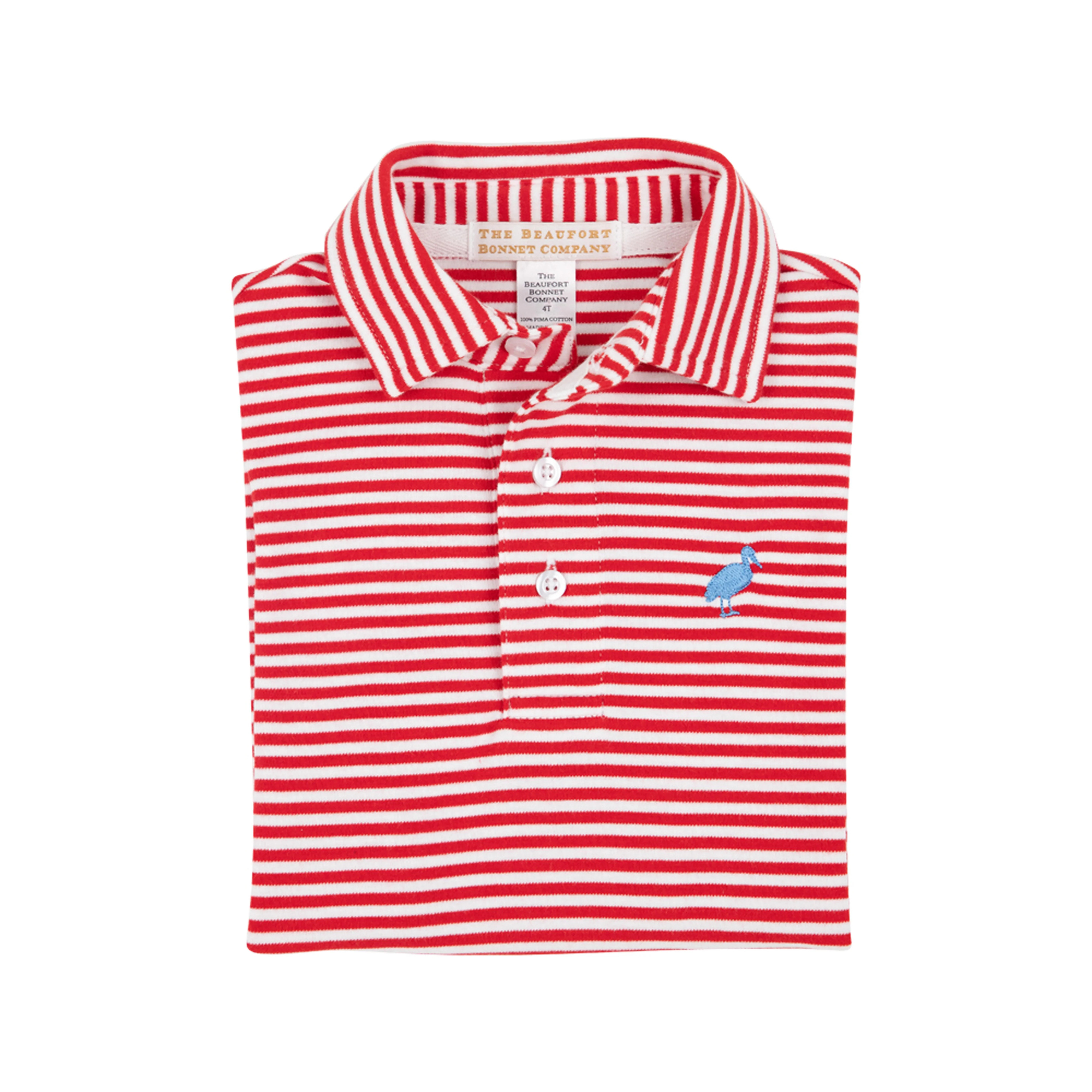 Prim & Proper Polo & Onesie - Richmond Red Stripe with Barbados Blue Stork | The Beaufort Bonnet Company