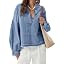 loveimgs Women Oversized Denim Shirt Sweatshirt V Neck Long Sleeve Y2k Jean Shacket Denim Blouse ... | Amazon (US)