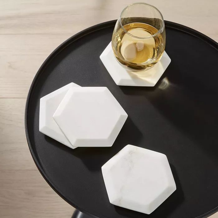4pk Marble Hexagonal Coasters Natural - Threshold™ | Target