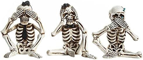 Skeletons Statue Set of 3pcs Hear See Speak No Evil Realistic Skull Figurines Macabre Halloween G... | Amazon (US)