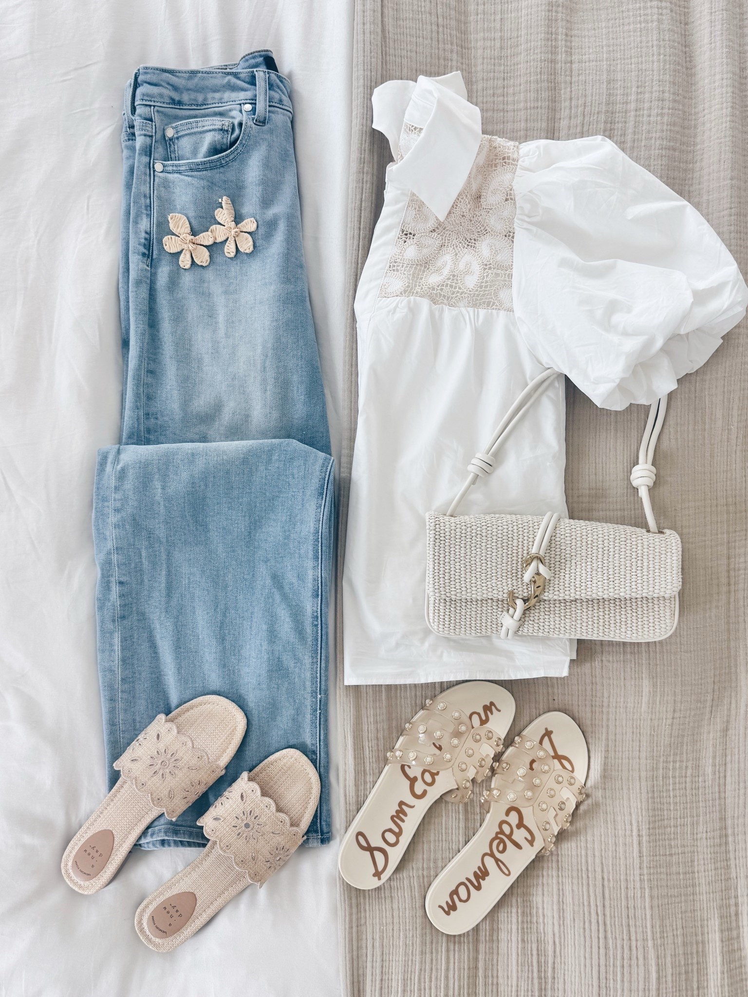 Use code PINTERESTING15 For a discount on the shirt and earrings.  Sandals true to size.  Small top. 27x34 wide leg jeans. I’m 5’11.

#LTKootd #LTKTall #LTKOver40