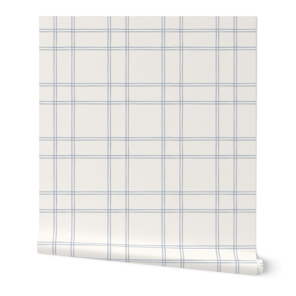 Watercolor double plaid soft blue and cream Wallpaper | Spoonflower | Spoonflower