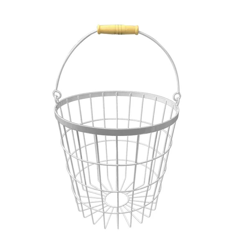 Way to Celebrate 10.6” Wire Easter and Storage Basket with Wood Handle, White | Walmart (US)