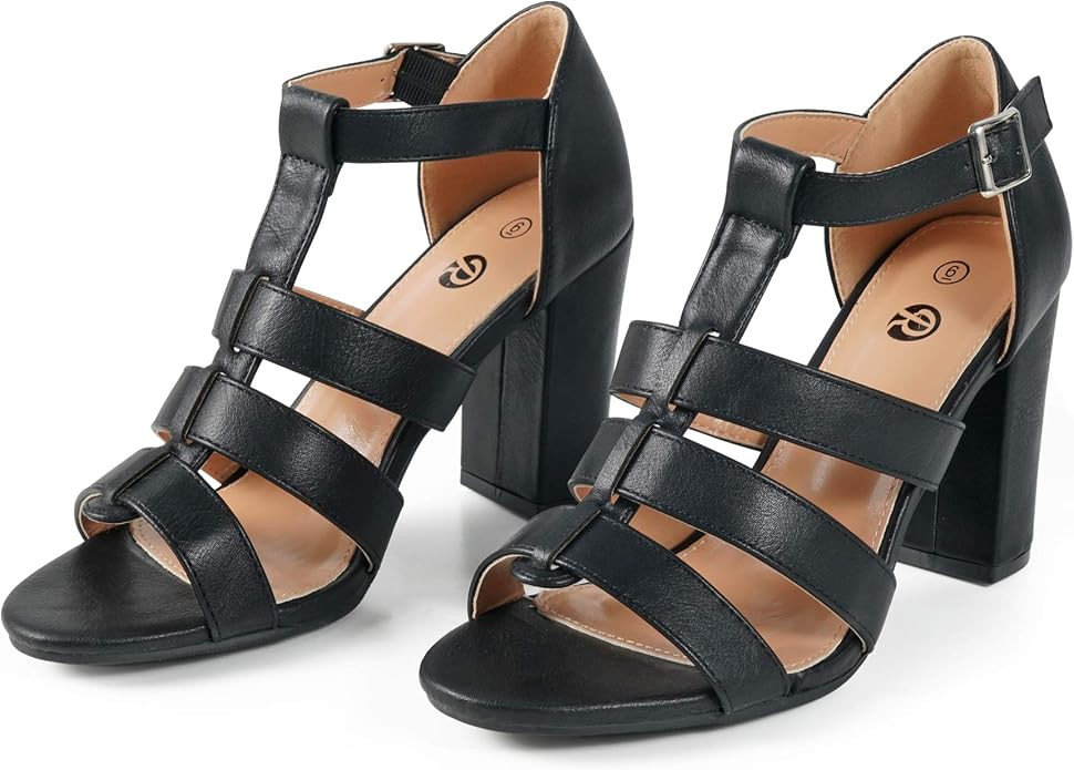 Rekayla Women’s Chunky Block High Heels Sandals Ankle Strap Gladiator Dress Shoes | Amazon (US)