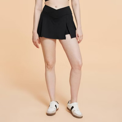 Blogilates Women's Criss Cross Slit High-Rise Skort - Black XS | Target