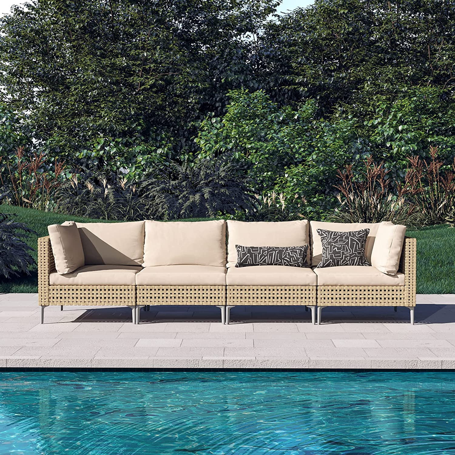 Grand Patio 4-Piece Wicker Patio Furniture Set, All-Weather Outdoor Sectional Sofa with Water Res... | Walmart (US)