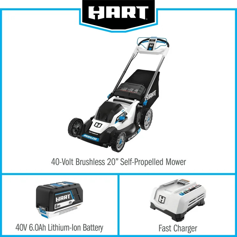 HART Kit de Cortacésped Brushless Autopropulsado por Batería de 40 Voltios y 20 Pulgadas (1) Ba... | Walmart (US)