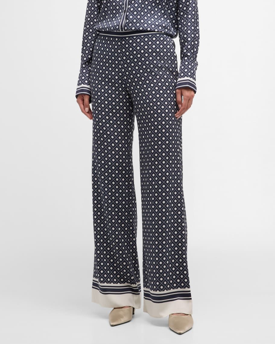 Lee Multi-Pattern Straight-Leg Silk Pants | Neiman Marcus