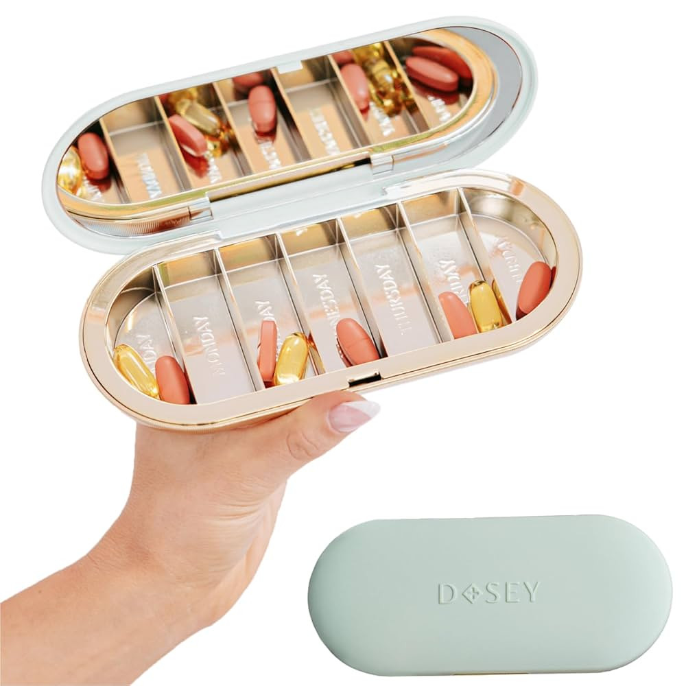 Dosey 7 Day Pill Compact Travel Pill Organizer - Pill Case with 7 Pill Compartments for Medicine ... | Amazon (US)