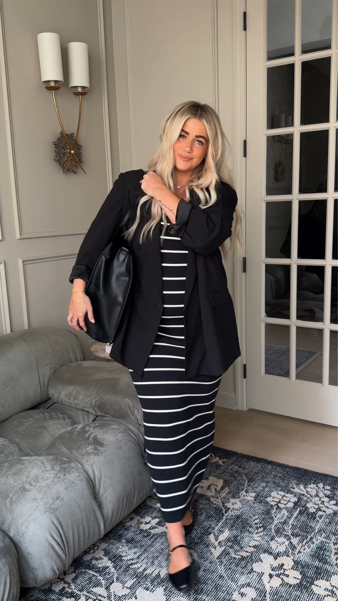 OOTD for the office💻✨ Love pairing a tighter dress with an oversized blazer! I am in a large dress and blazer #work #ootd #office 

#LTKStyleTip #LTKMidsize #LTKWorkwear