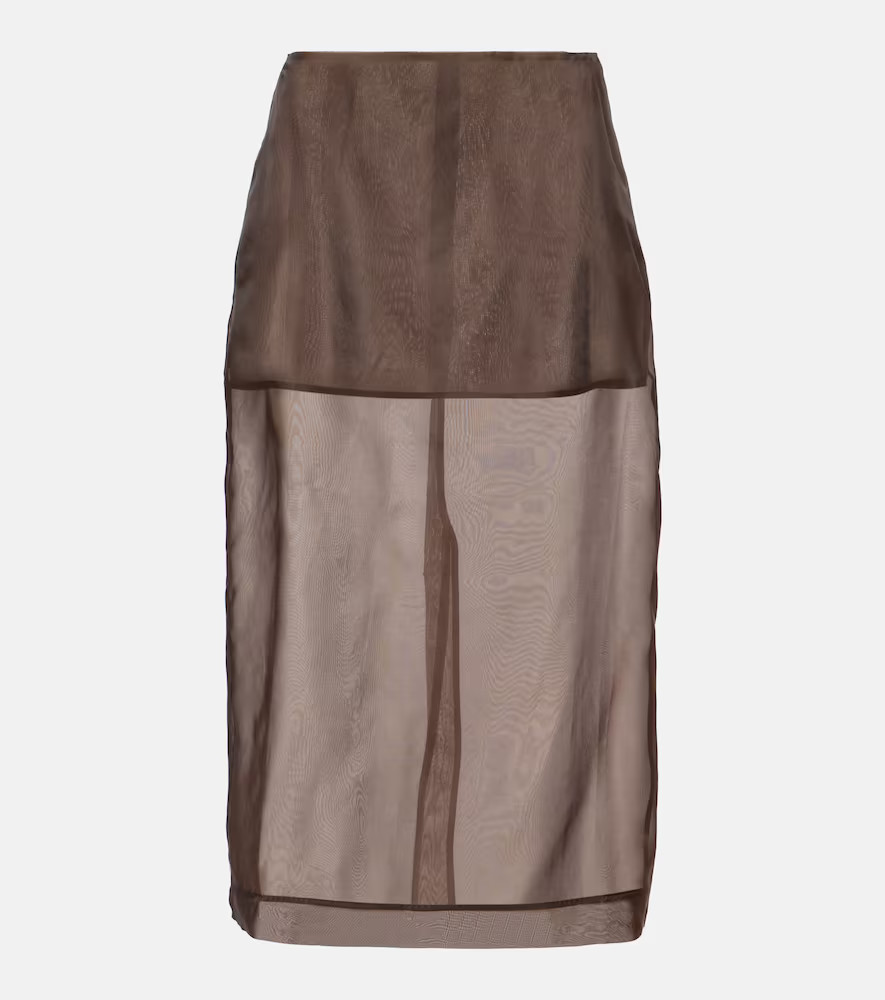 The Frankie Shop Peri sheer silk-blend midi skirt | Mytheresa (US/CA)
