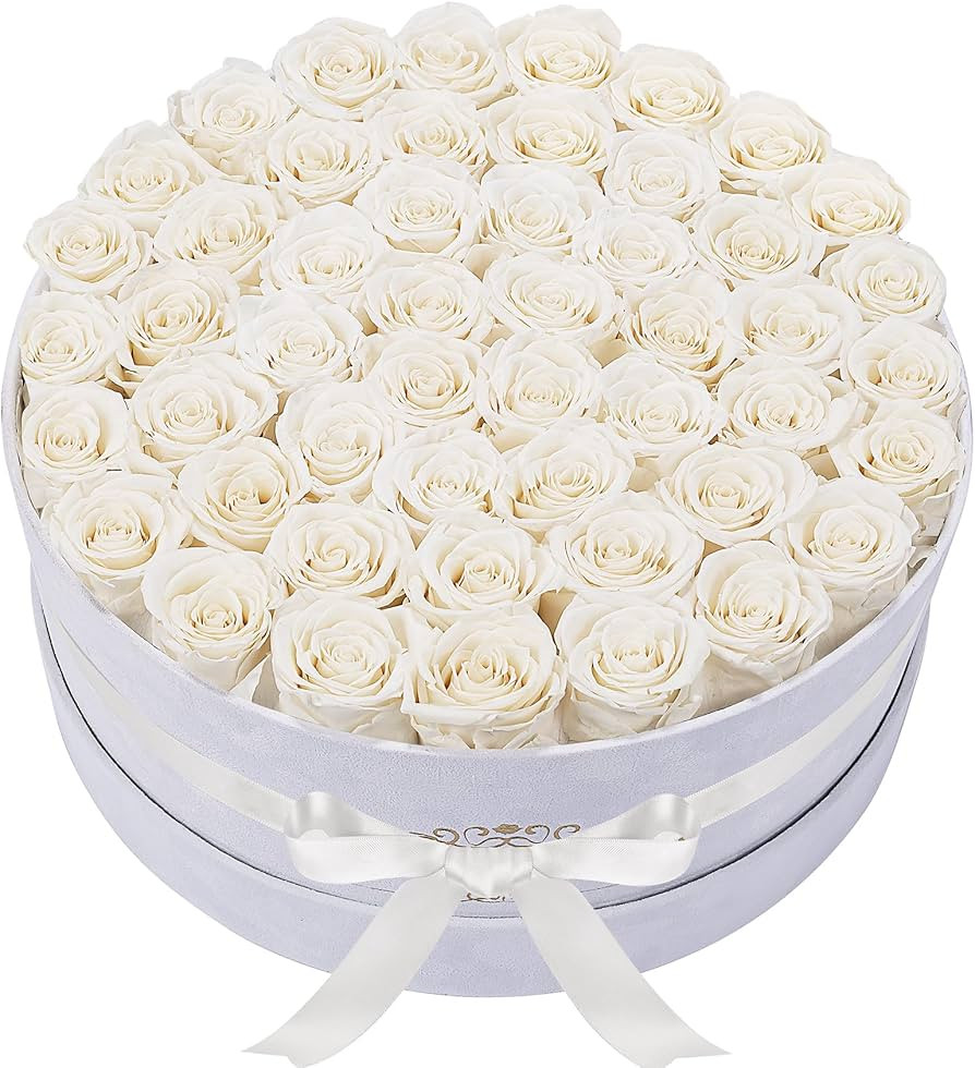 50 Piece Forever Real Roses in a Velvet Box, Flowers for Delivery, Presereved Flowers Birthday Gi... | Amazon (US)
