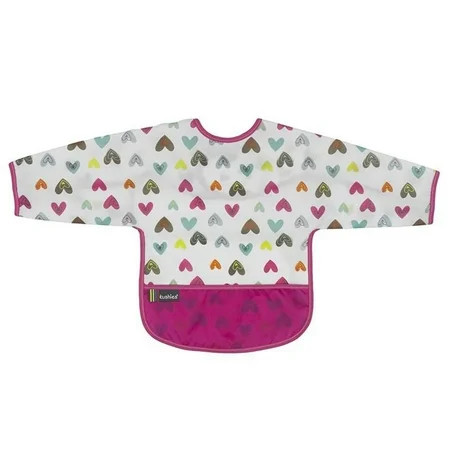 Kushies Cleanbib Waterproof Bib with Sleeves 2-4YRS White Doodle Hearts | Walmart (US)