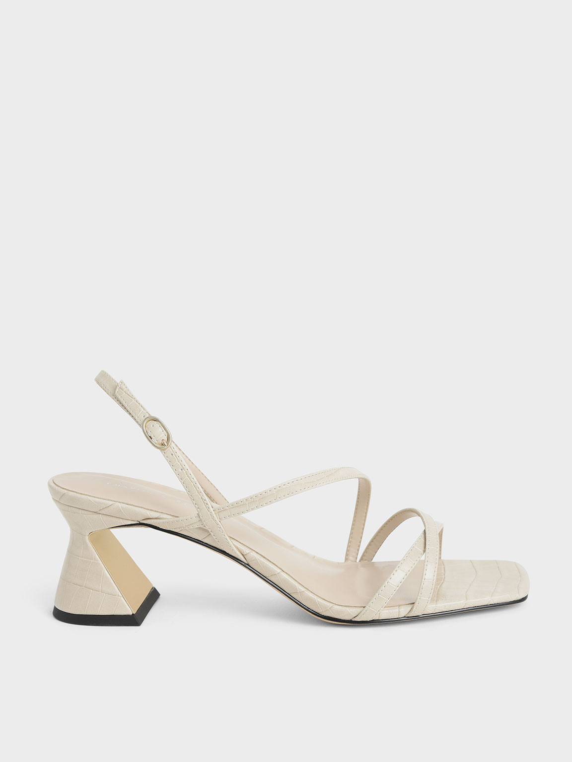 Croc-Effect Strappy Heeled Sandals
- Animal Print White | CHARLES & KEITH (US)