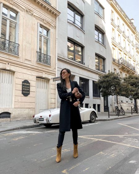 Kat Jamieson of With Love From Kat wears a fall outfit. Black coat, white bodysuit, denim, brown booties, brown handbag, fall style, neutral outfit. 


#LTKSeasonal #LTKstyletip