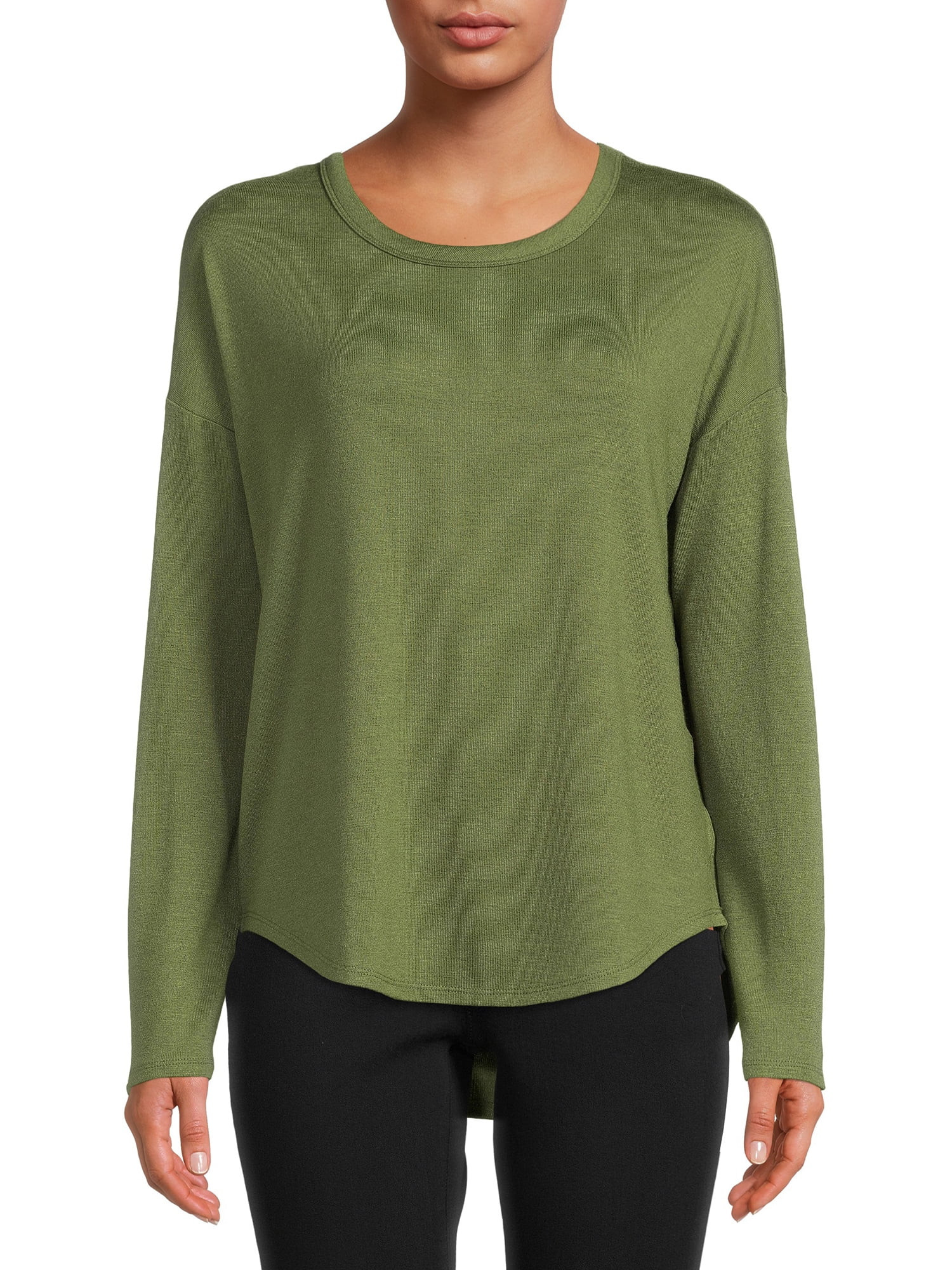 Time and Tru Women's Hacci T-Shirt with Long Sleeves | Walmart (US)