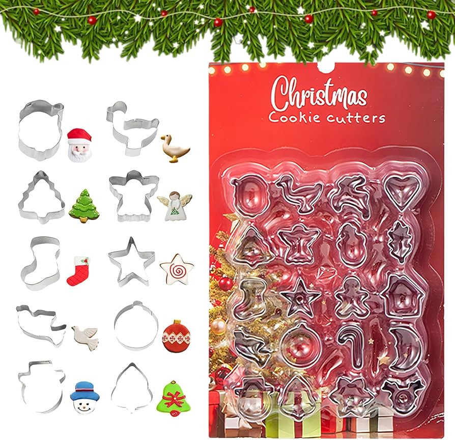 2026 Christmas Mini Cookie Cutter - 20PCS, 430 Stainless Steel Mini Holiday Cookie Cutters 1 Inch... | Amazon (US)