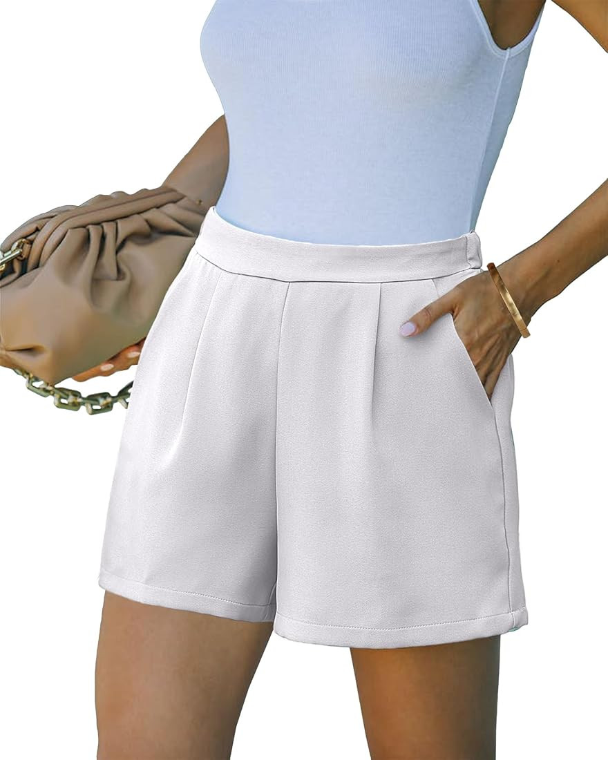 luvamia 2023 Dress Shorts for Women High Waisted Business Casual Outfits for Work Summer Pleated ... | Amazon (US)