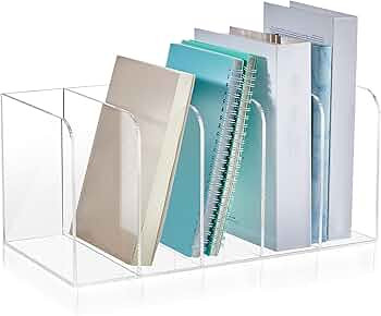 Suzile Clear Acrylic Magazine File Holder with Vertical Compartments Desk Organizer Book Rack for... | Amazon (US)