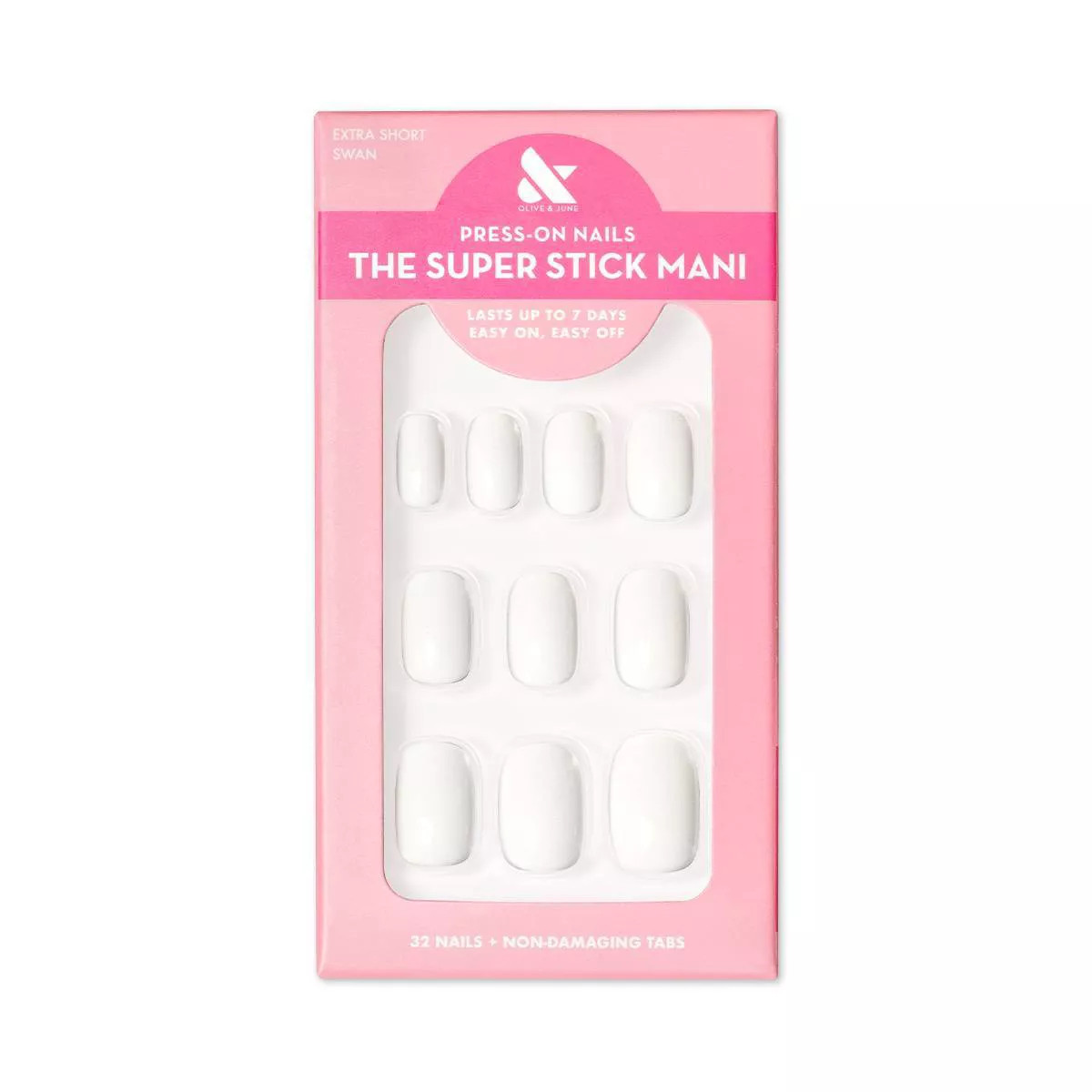 Olive & June Fake Nails - XS Squoval - Swan - 32ct: Press-On, 7-Day Wear, Real-Looking Fit, Non-T... | Target