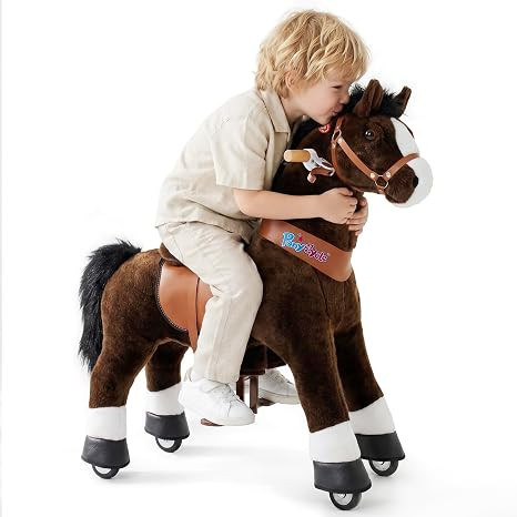 Ride on Horse Toy for Kids 4-7 with Brake, Kid Powered, Walking Pony Plush Ride-on Everyday Fun f... | Amazon (US)