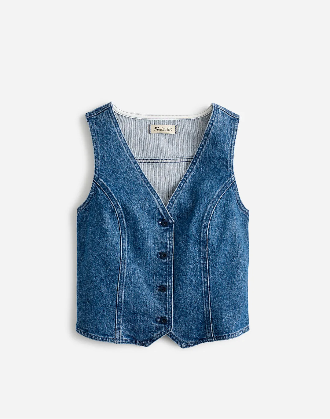 Denim Fitted Vest in Medium Indigo Wash | Madewell