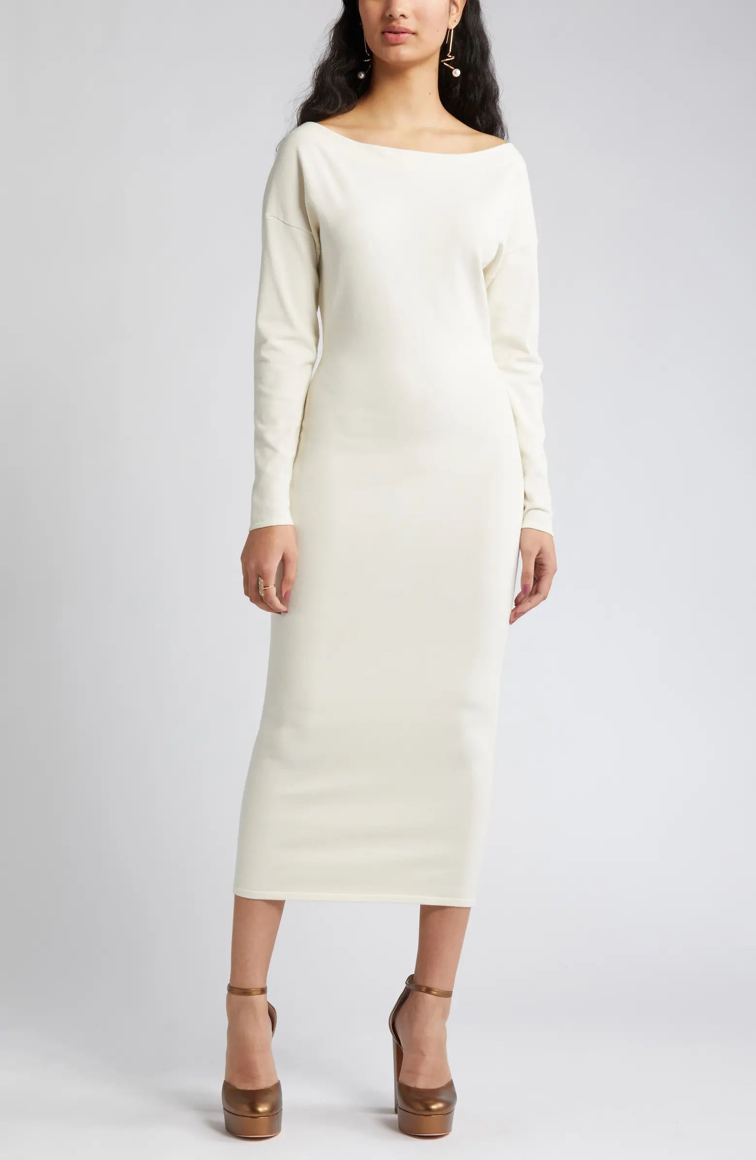 Open Edit Off the Shoulder Long Sleeve Maxi Dress | Nordstrom | Nordstrom