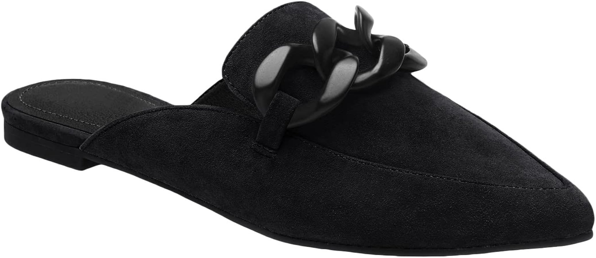 Juliet Holy Womens Mules Flats Pointed Toe Backless Loafers Slip on Metal Chain Slides | Amazon (US)