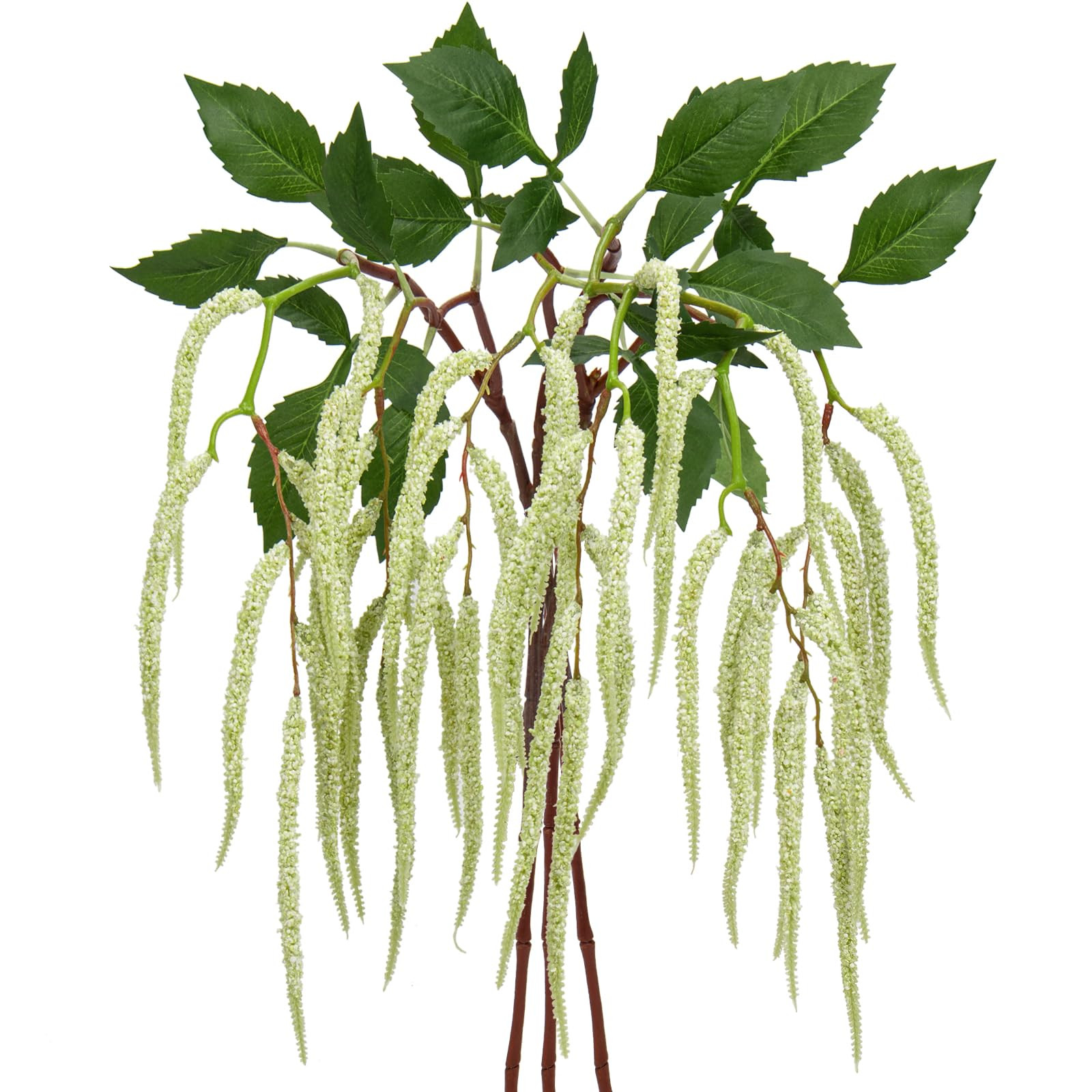 Artificial Amaranthus Stems 3pcs Fake Leaves Stems in Vase Realistic Silk Faux Flowers Greenery B... | Amazon (US)