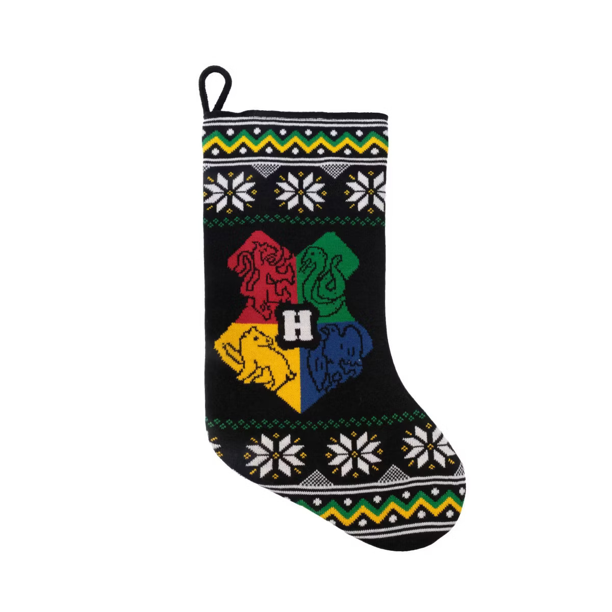19" Harry Potter Hogwarts Crest Knit Christmas Stocking Black | Target
