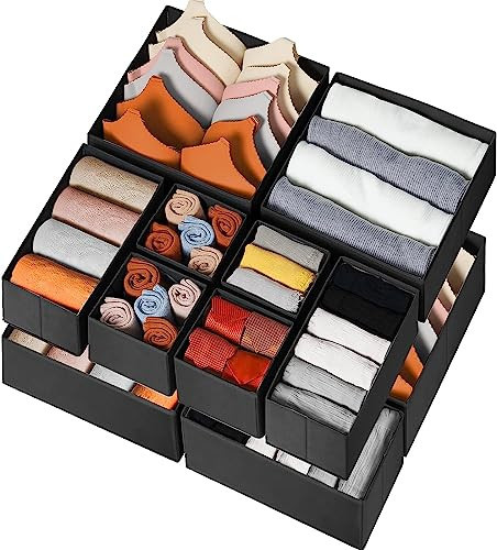 Criusia Drawer Organizer Clothes 12 Pack - Odorless Closet Organizers and Storage for Sock Underwear Bra - Dresser Organizer for Bedroom Organization - Nursery Drawer Divider Trays for Baby Clothes | Amazon (US)