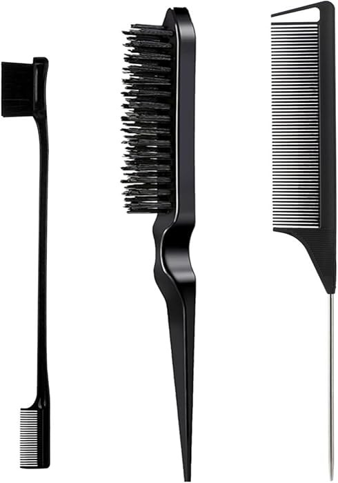 Comb Set, Black comb,3 Pcs. slick back hair brush,Slick Back Brush with Edge Brush, styling comb ... | Amazon (US)