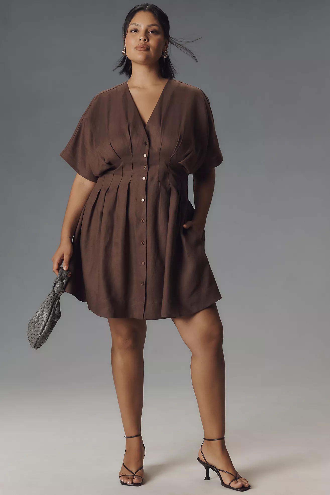 The Tobie Button-Front Pleated Shirt Dress by Exquise: Linen Mini Edition | Anthropologie (US)