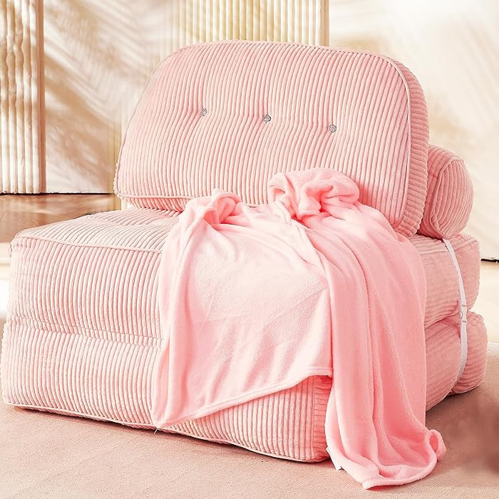 NESLAKO Sofá cama plegable, futón de franela con almohada y manta, silla convertible para sala ... | Amazon (US)