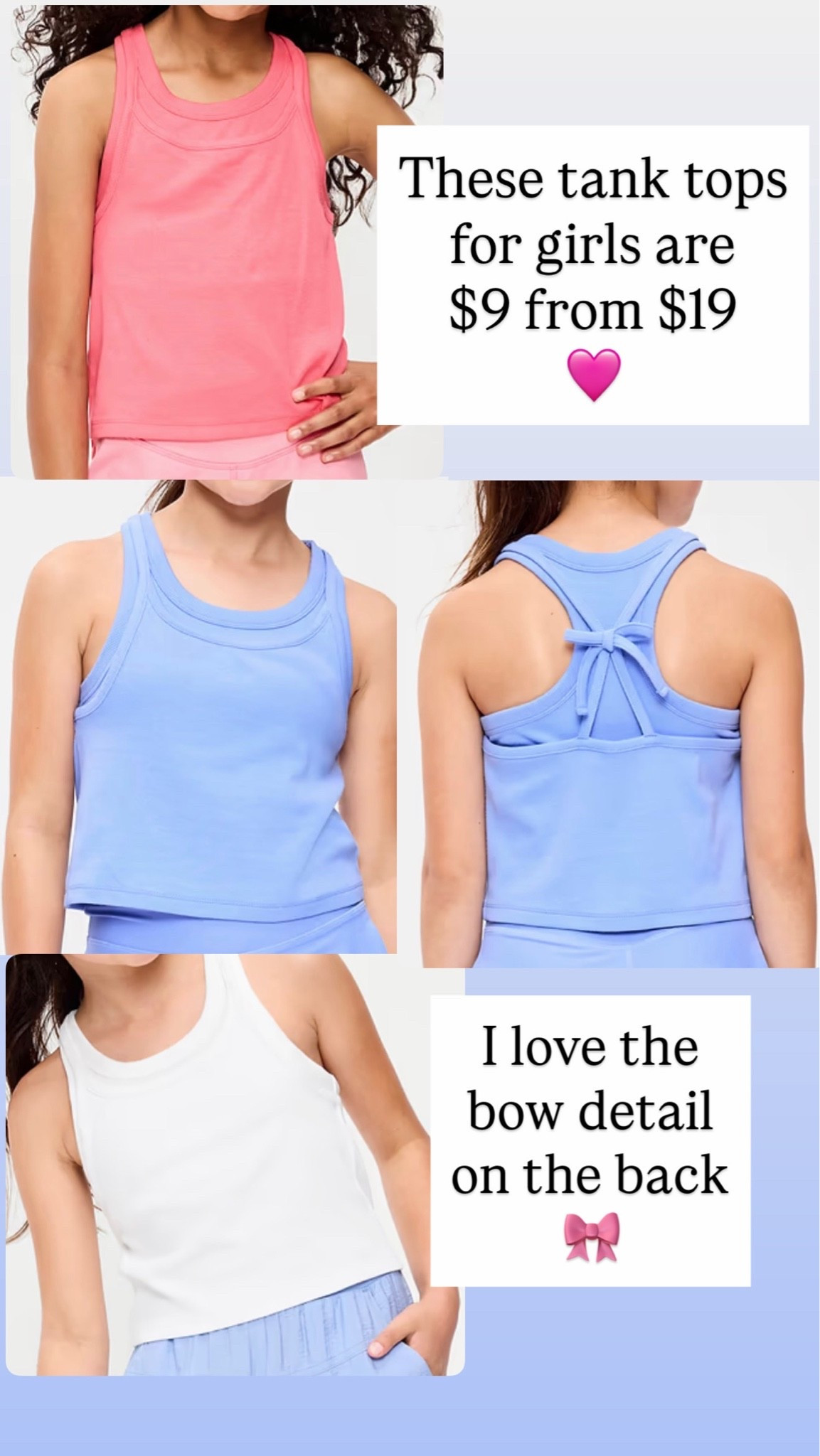 Tank top for girls with a bow on the back

#LTKKids #LTKSaleAlert