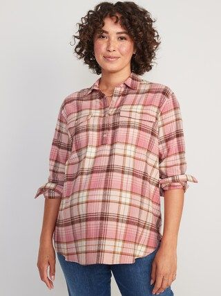 Maternity Plaid Flannel Boyfriend Shirt | Old Navy (US)