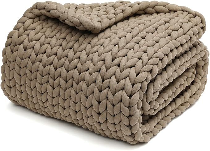 YnM Knitted Weighted Blanket, Hand Made Chunky Knit Weighted Throw Blanket for Sleep or Home Déc... | Amazon (US)