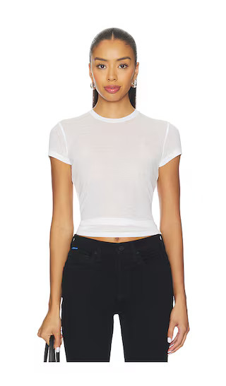 Sheer Cotton Crewneck Standard T-Shirt in Snow | Revolve Clothing (Global)