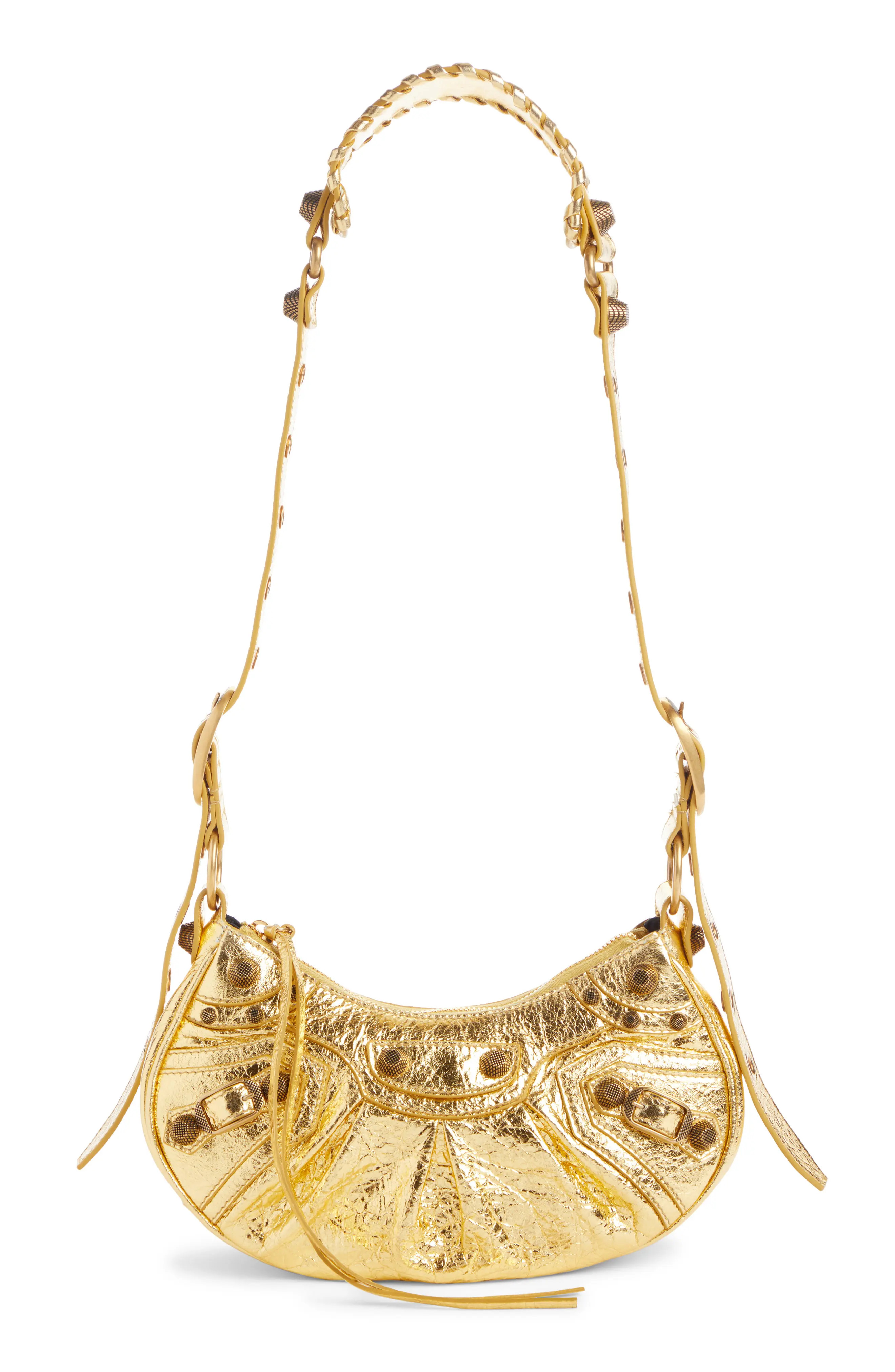 Balenciaga Extra Small Le Cagole Metallic Calfskin Shoulder Bag in Gold at Nordstrom | Nordstrom