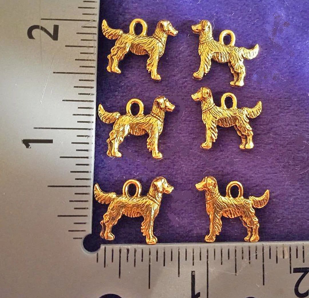 Price Reduced: 6 RETRIEVER DOG CHARMS With Rings. Antique Gold . 3 Pairs. - Etsy | Etsy (US)