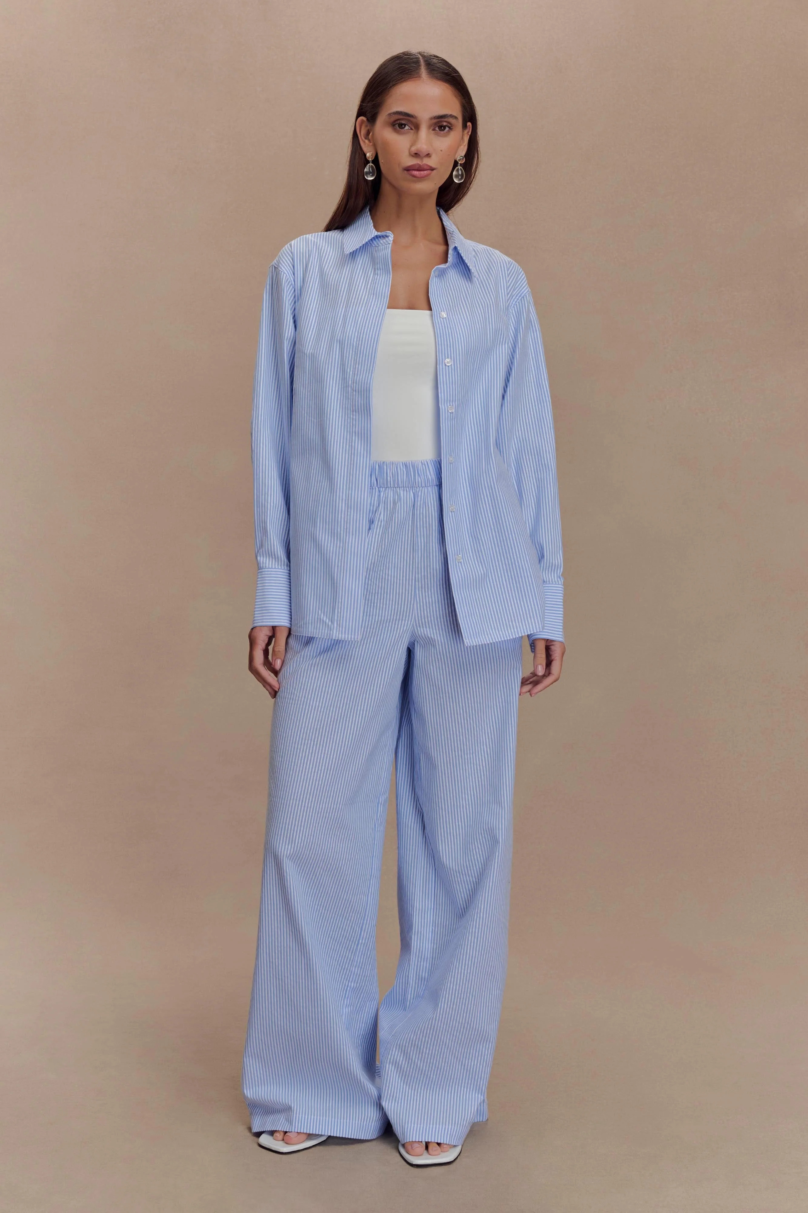 Hansen Oversized Shirt - Blue Pinstripe | MESHKI US