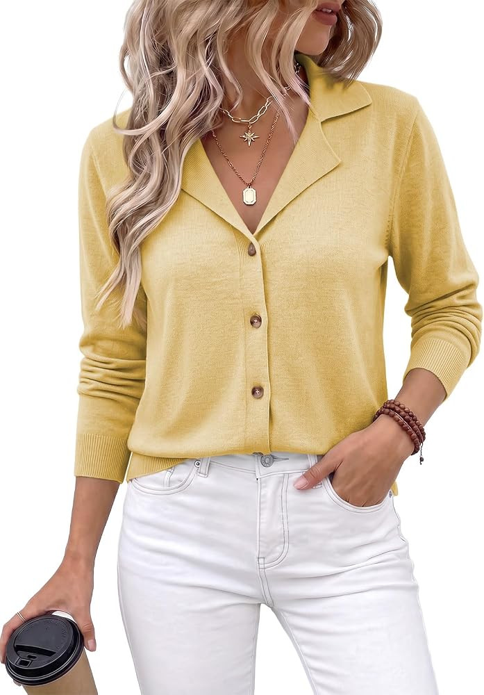 EVALESS Womens Wool Blend Cardigan Sweaters Button Knit Tops | Amazon (US)